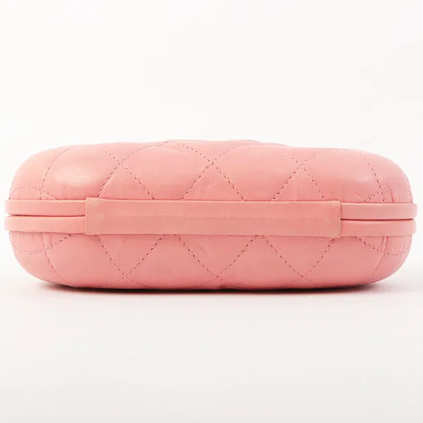 Chanel Around 1992 Made Cc Mark Stitch Metal Clasp Mini Chain Shoulder Bag Pink