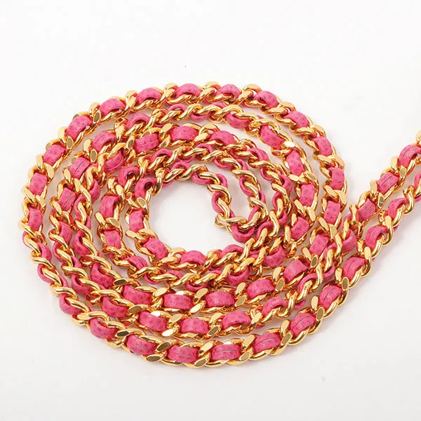 Chanel Around 1997 Made Caviar Skin Cc Mark Stitch Chain Wallet Fuchsia Pink