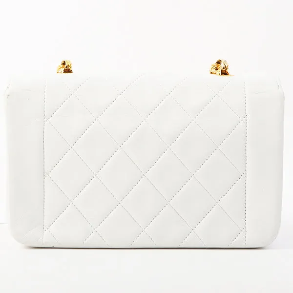 Chanel Around 1997 Made Edge Design Flap Turn-Lock Bijoux Chain Bag White