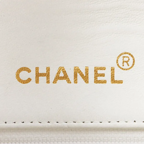 Chanel Around 1997 Made Edge Design Flap Turn-Lock Bijoux Chain Bag White