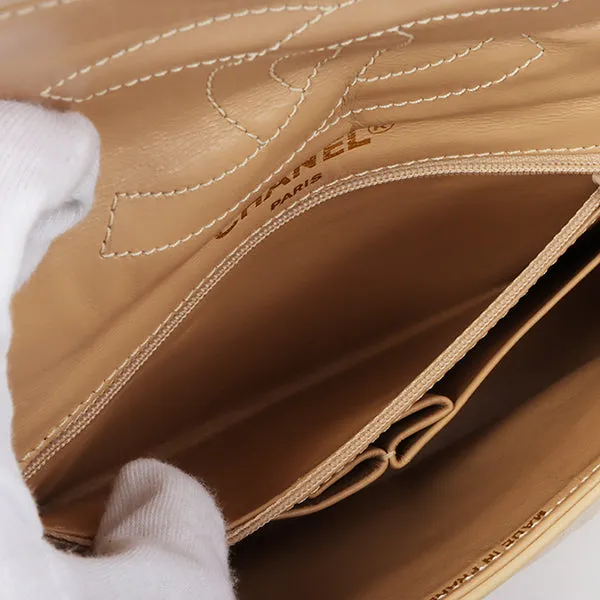 Chanel Around 1997 Made Paris Limited Design Flap Turn-Lock Chain Bag Beige