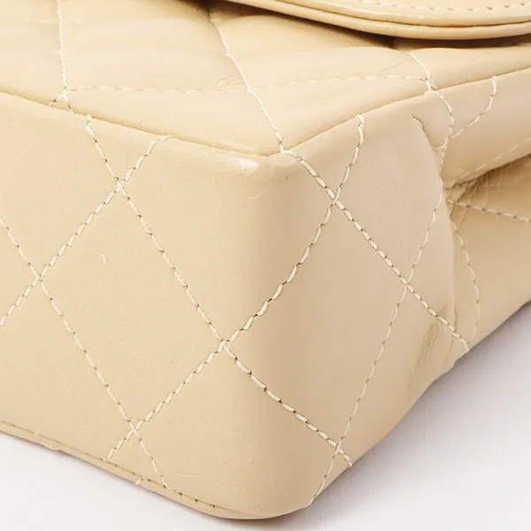 Chanel Around 1997 Made Paris Limited Design Flap Turn-Lock Chain Bag Beige