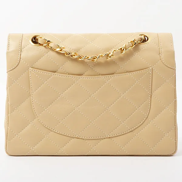 Chanel Around 1997 Made Paris Limited Design Flap Turn-Lock Chain Bag Beige