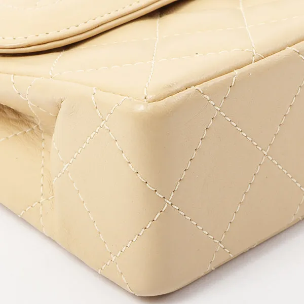 Chanel Around 1997 Made Paris Limited Design Flap Turn-Lock Chain Bag Beige