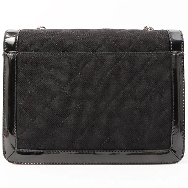 Chanel Around 2000 Made Canvas Patent Combination 2.55 Chain Shoulder Bag Black