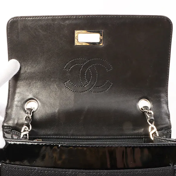 Chanel Around 2000 Made Canvas Patent Combination 2.55 Chain Shoulder Bag Black