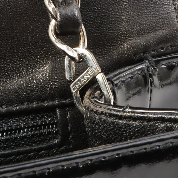 Chanel Around 2000 Made Canvas Patent Combination 2.55 Chain Shoulder Bag Black