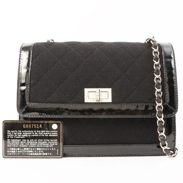 Chanel Around 2000 Made Canvas Patent Combination 2.55 Chain Shoulder Bag Black