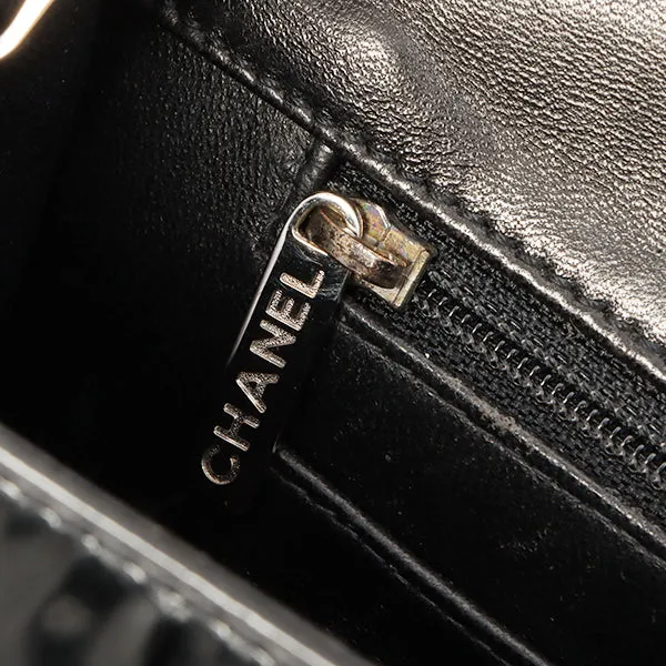 Chanel Around 2000 Made Canvas Patent Combination 2.55 Chain Shoulder Bag Black