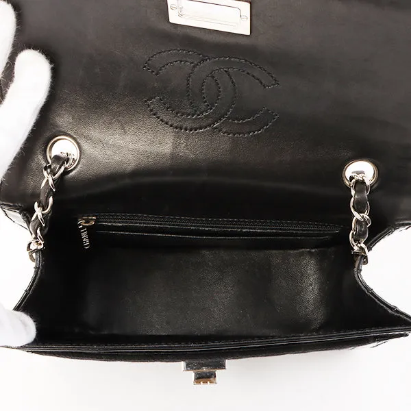 Chanel Around 2000 Made Canvas Patent Combination 2.55 Chain Shoulder Bag Black