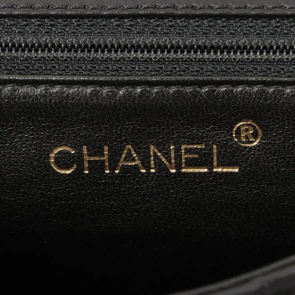 Chanel Around 2000 Made Turn-Lock Plate Plastic Chain Bag Black