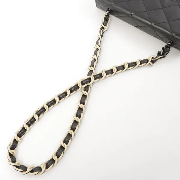 Chanel Around 2000 Made Turn-Lock Plate Plastic Chain Bag Black