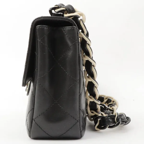 Chanel Around 2000 Made Turn-Lock Plate Plastic Chain Bag Black