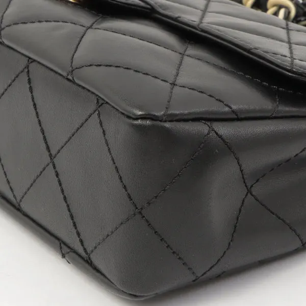 Chanel Around 2000 Made Turn-Lock Plate Plastic Chain Bag Black