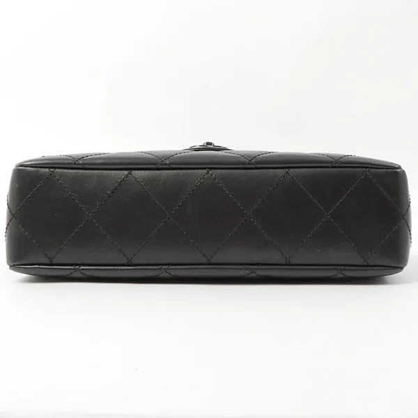 Chanel Around 2000 Made Turn-Lock Plate Plastic Chain Bag Black
