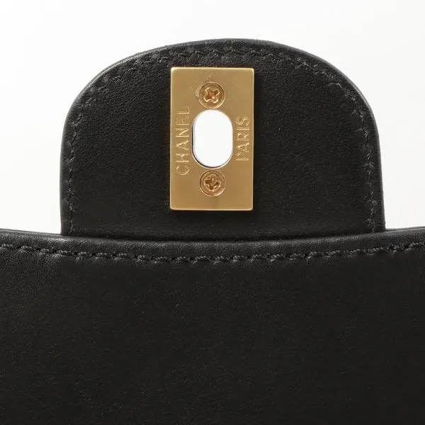 Chanel Around 2000 Made Turn-Lock Plate Plastic Chain Bag Black