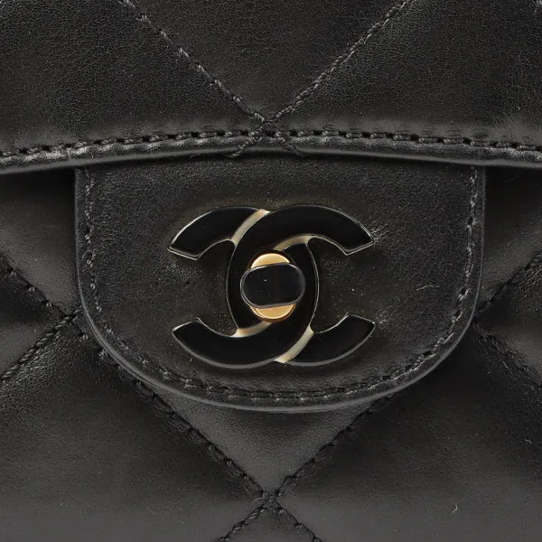 Chanel Around 2000 Made Turn-Lock Plate Plastic Chain Bag Black