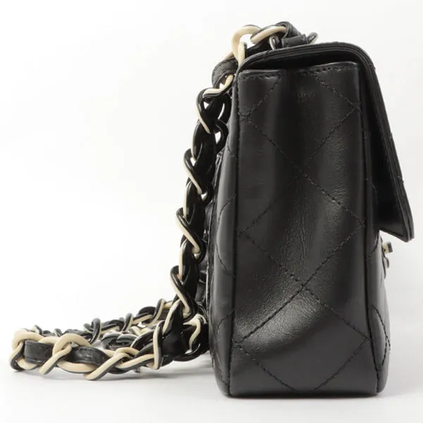 Chanel Around 2000 Made Turn-Lock Plate Plastic Chain Bag Black