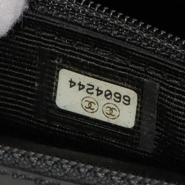 Chanel Around 2000 Made Turn-Lock Plate Plastic Chain Bag Black