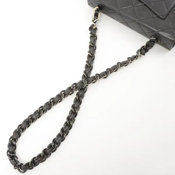 Chanel Around 2000 Made Turn-Lock Plate Plastic Chain Bag Black