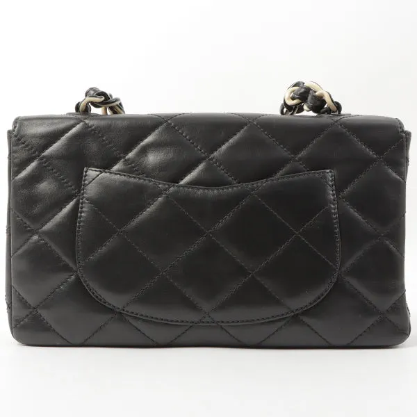 Chanel Around 2000 Made Turn-Lock Plate Plastic Chain Bag Black