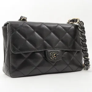 Chanel Around 2000 Made Turn-Lock Plate Plastic Chain Bag Black
