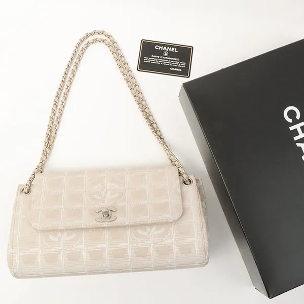 Chanel Around 2002 Made New Travel Line Matelasse Plate Chain Bag
