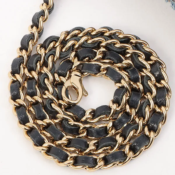 Chanel Around 2003 Made Tweed Chocolate Bar Chain Bag Indigo/Multi