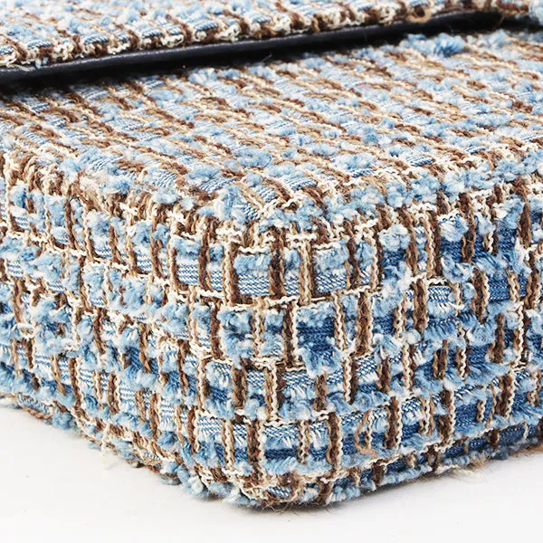 Chanel Around 2003 Made Tweed Chocolate Bar Chain Bag Indigo/Multi