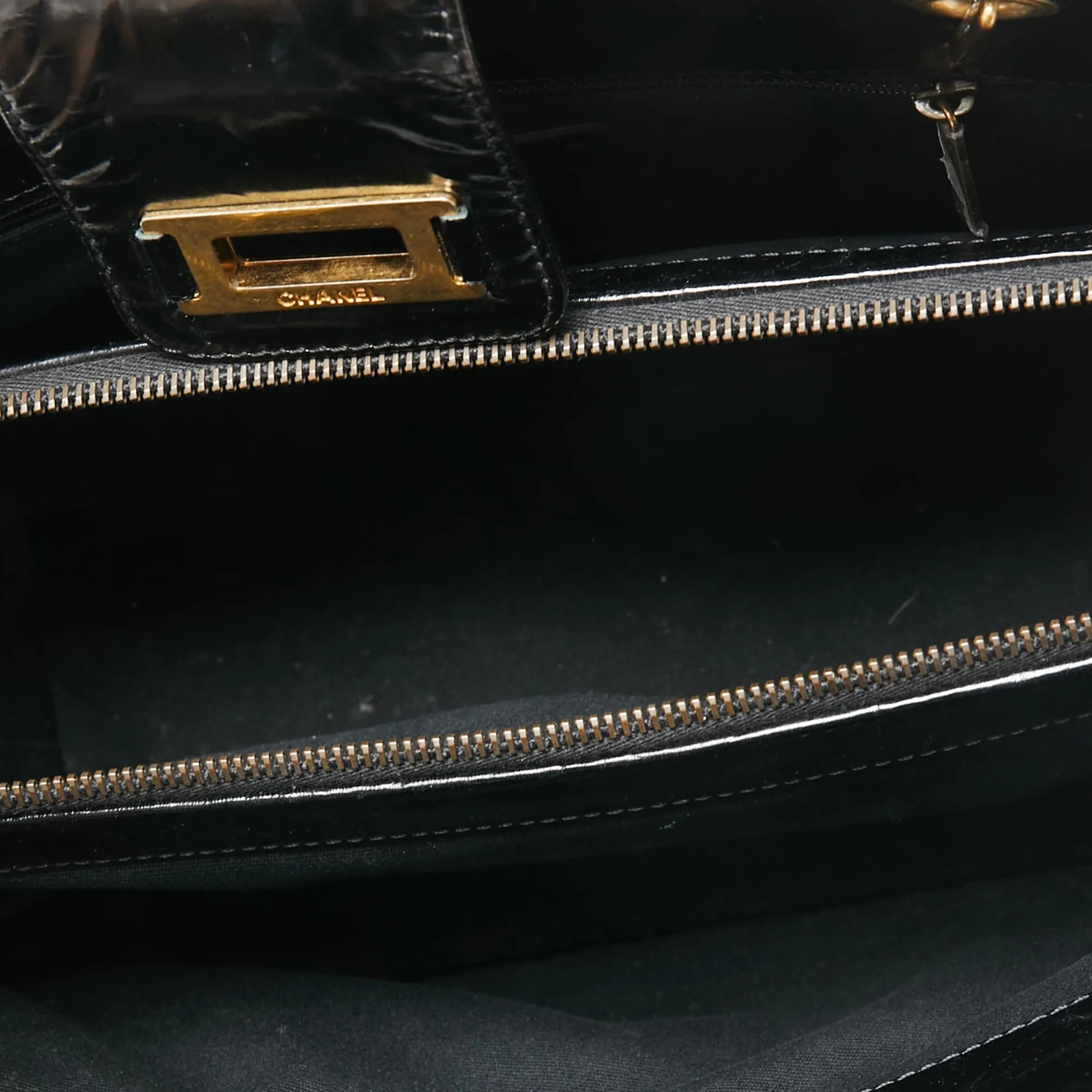 Chanel Black Crackled Glazed Quilted Leather Reissue Chain Tote