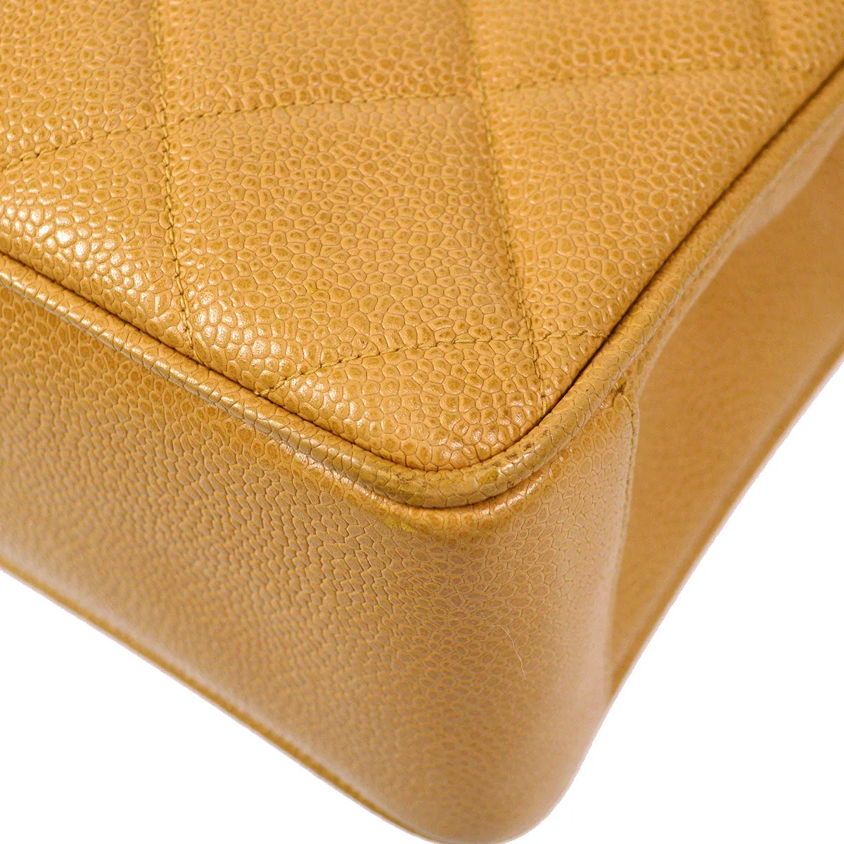 CHANEL Chain Shoulder Tote Bag Beige Caviar