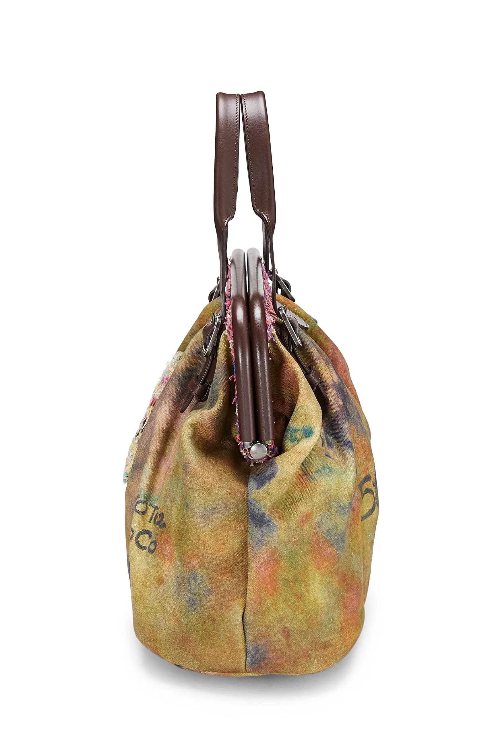Chanel,  Green Graffiti Canvas On The Pavements Bowling Bag, Green