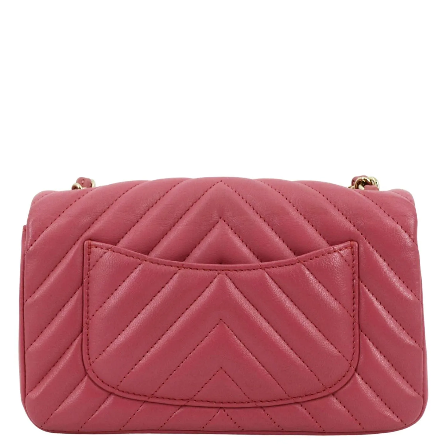 CL Timeless Classic Square Flap Chevron Calfskin Leather Crossbody Bag Pink