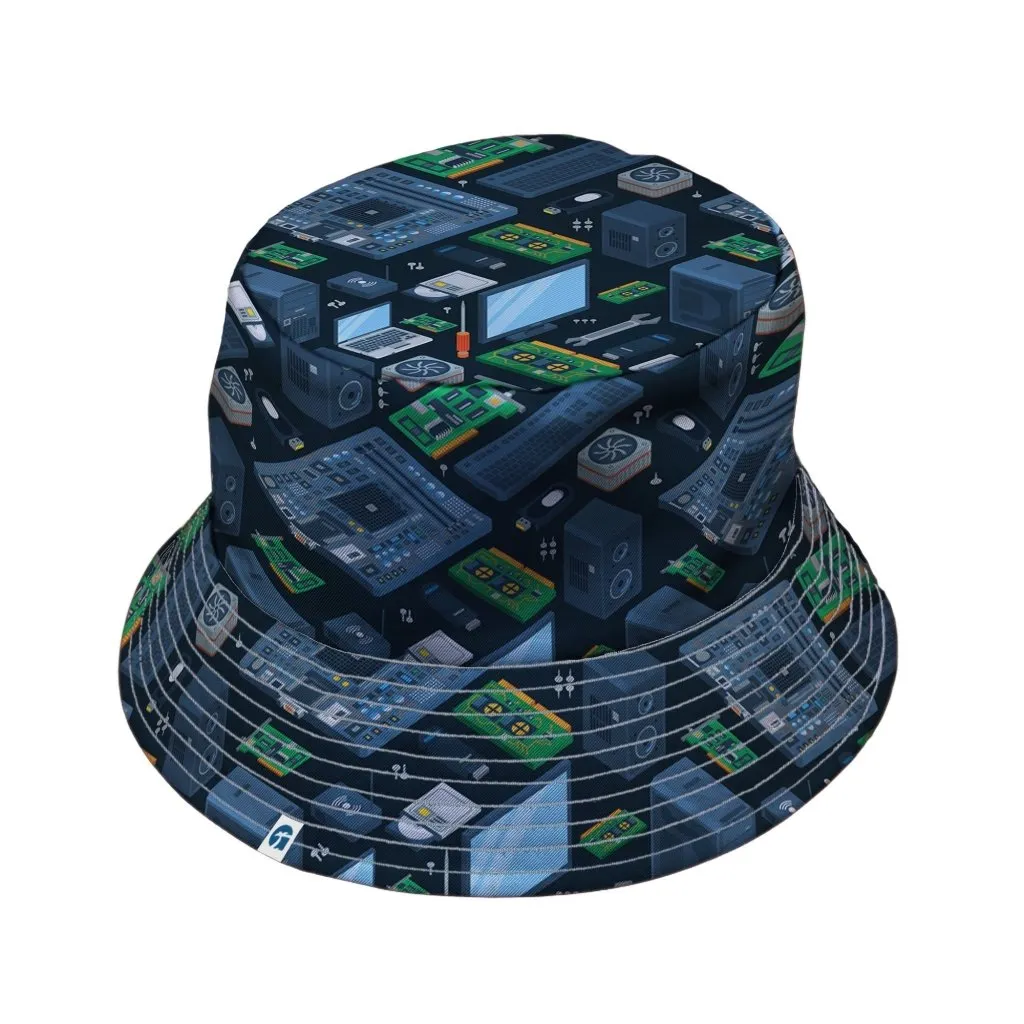 Computer Electronic Parts Dark Navy Bucket Hat