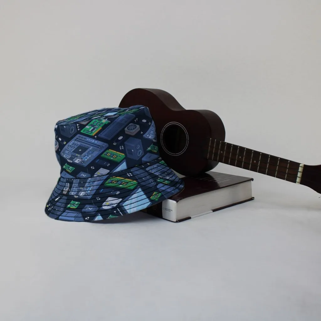 Computer Electronic Parts Dark Navy Bucket Hat