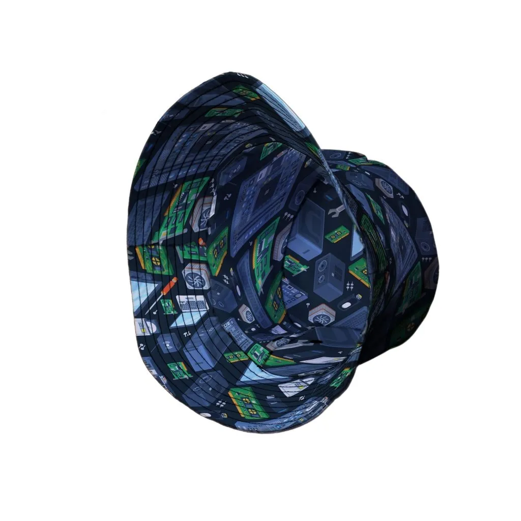 Computer Electronic Parts Dark Navy Bucket Hat