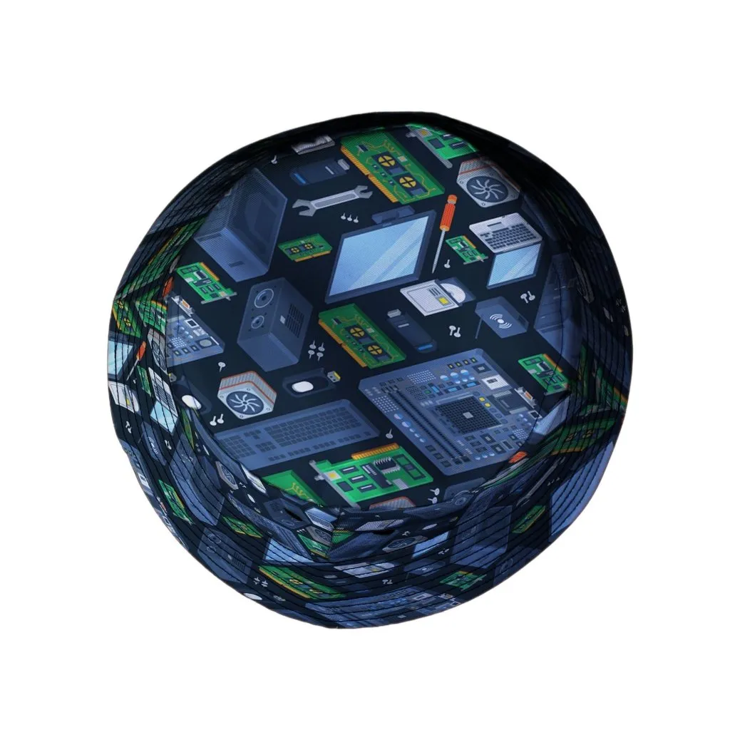 Computer Electronic Parts Dark Navy Bucket Hat