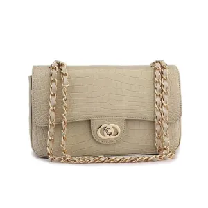 Crocodile Leather Classic Flap Chain Shoulder Bags For Women Beige