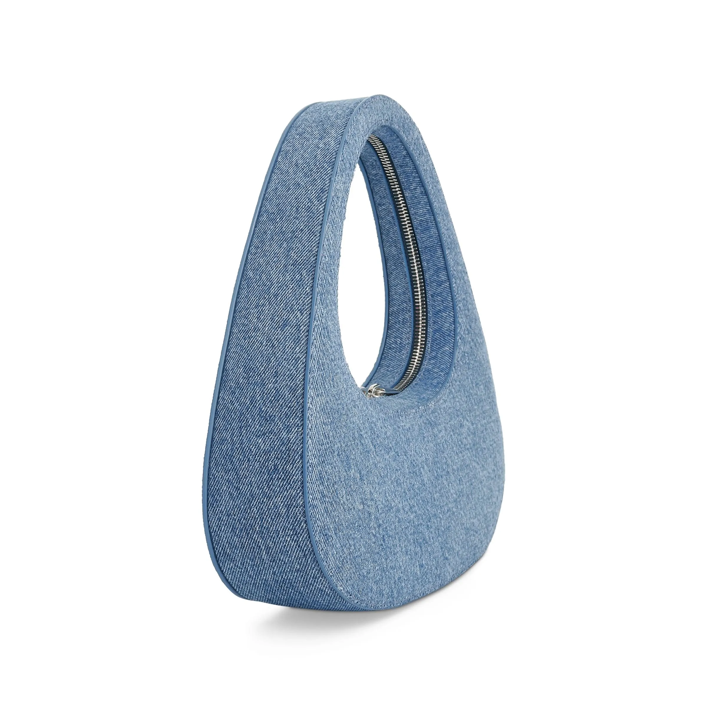 Denim Baguette Swipe Bag in Washed Blue