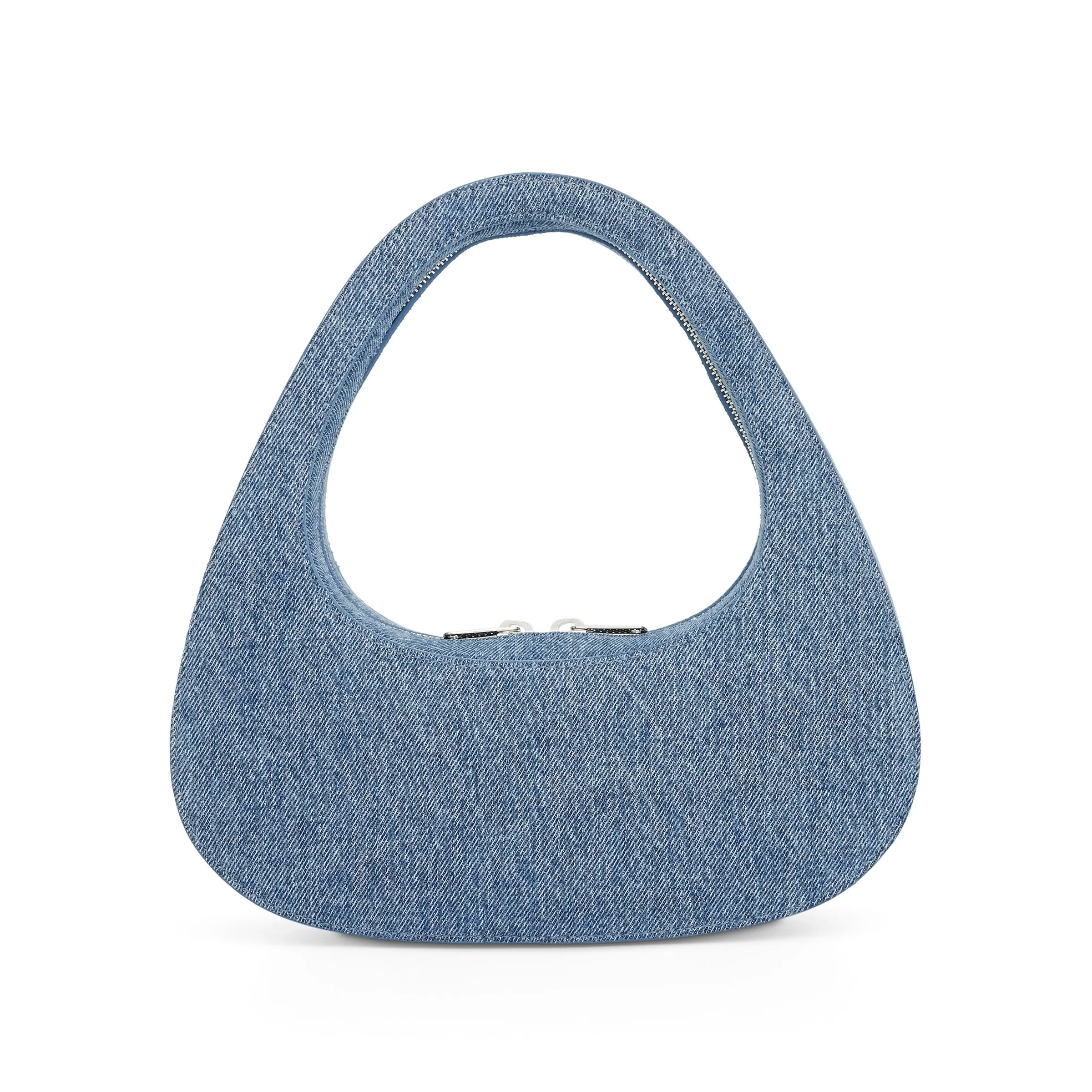 Denim Baguette Swipe Bag in Washed Blue