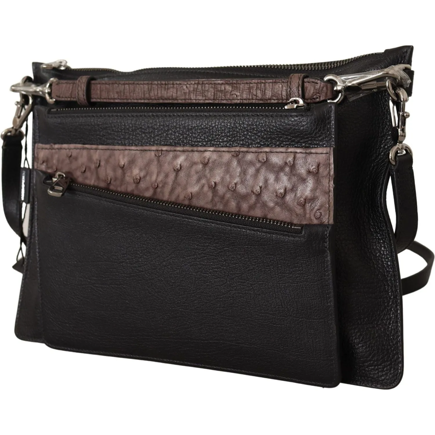 Dolce & Gabbana Elegant Black Leather Sling Shoulder Bag