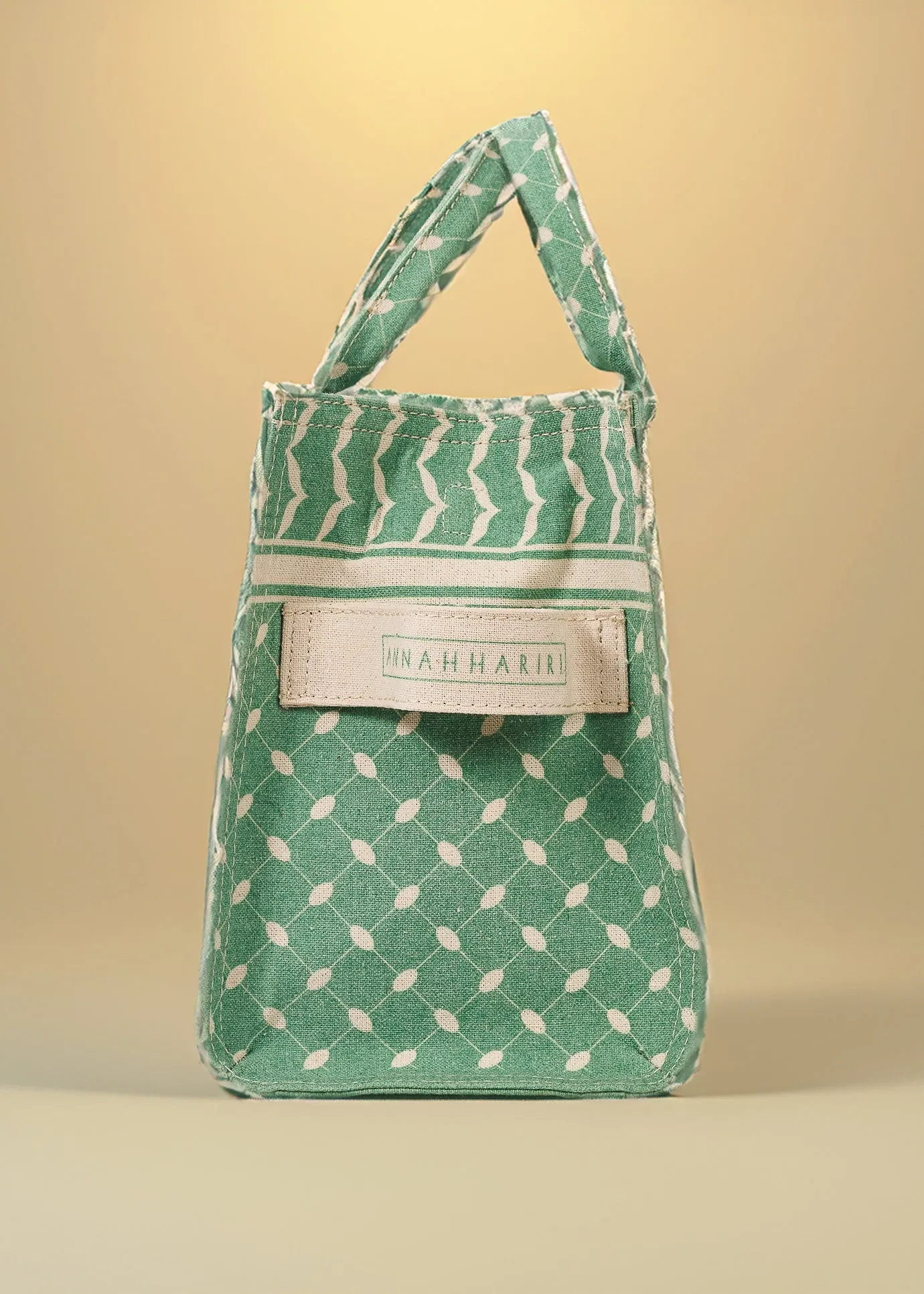 Emerald Green Keffiyeh Pattern Medium Tote - Premium Cotton Canvas
