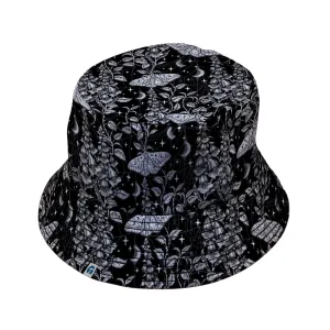 Episodic Moth Black White Night Bucket Hat