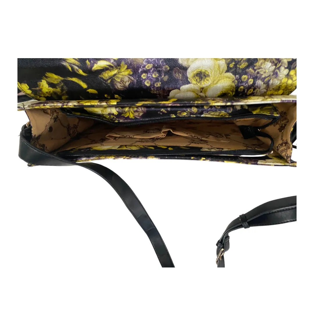 Floral Large Satchel Black Multi