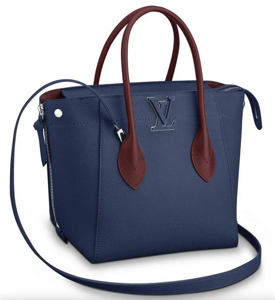 Freedom Leather Handbag, Navy Blue