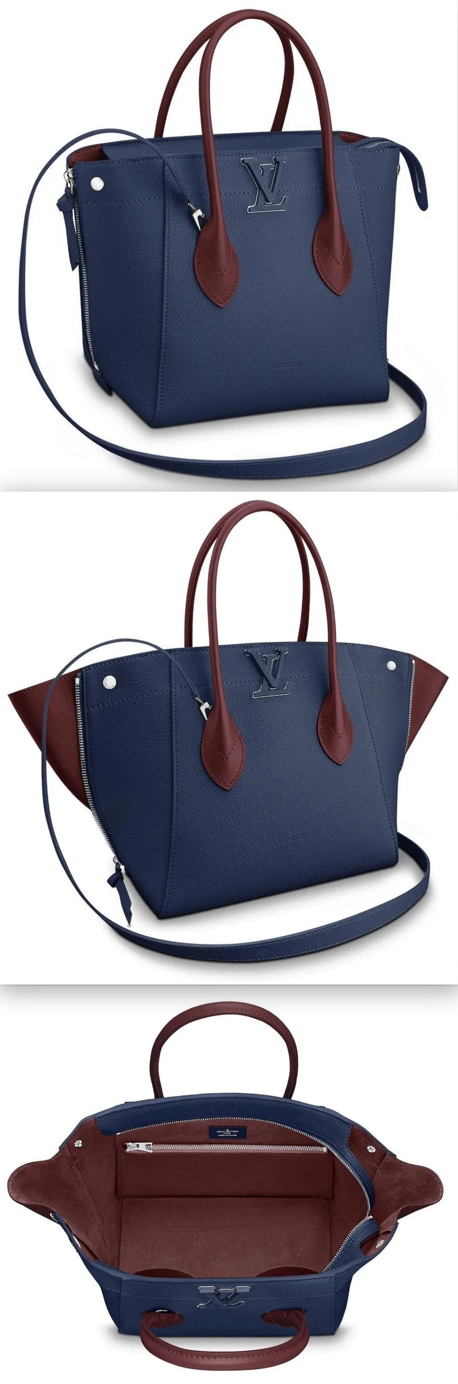Freedom Leather Handbag, Navy Blue
