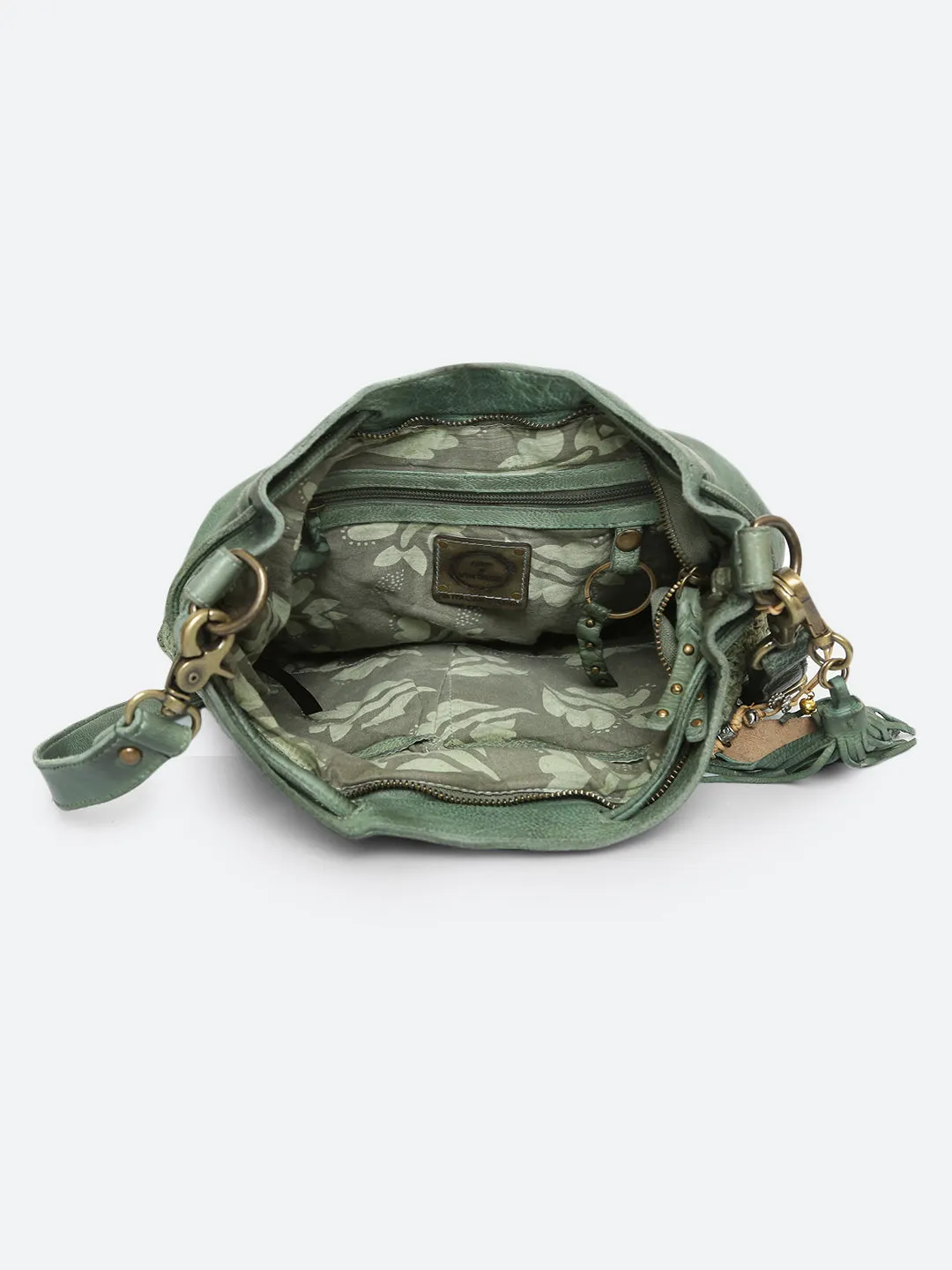 Genuine Sage Green Leather Bucket Bag