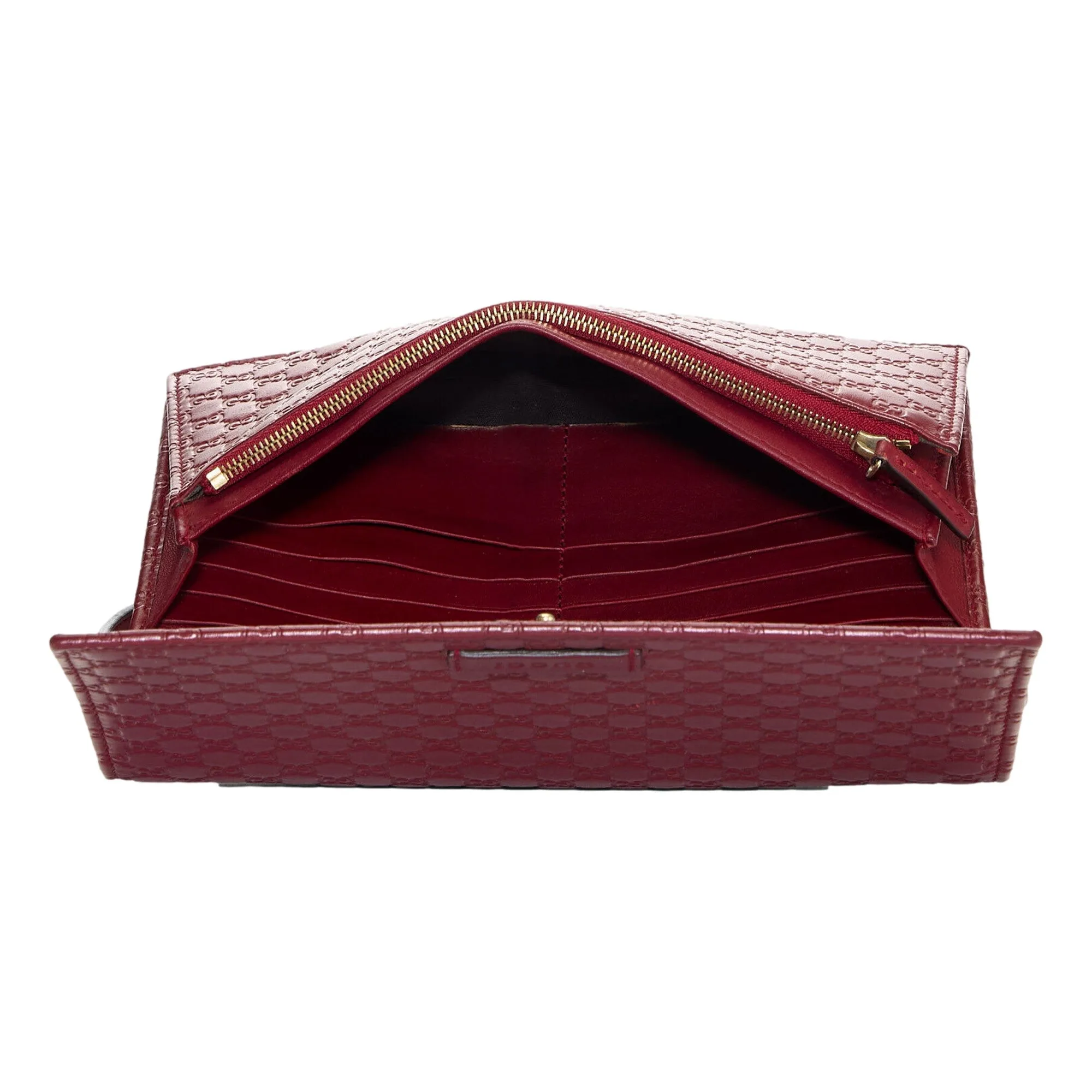 Gucci Microguccissma 'GG' Burgundy Red Womens Wallet Crossbody Handbag