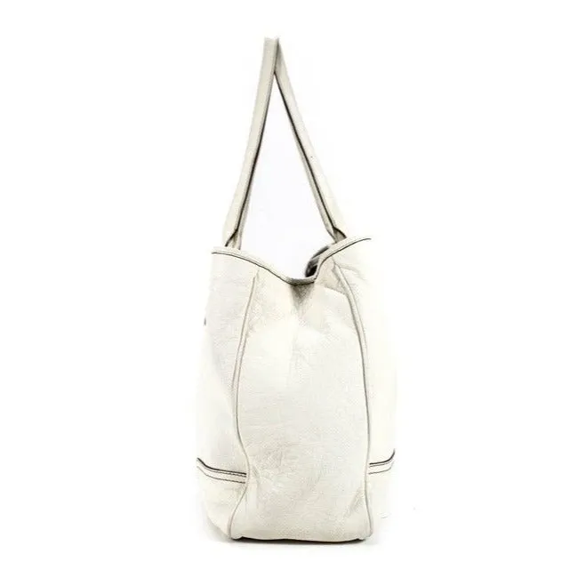 Gucci White Leather Princy Satchel W Red & Green Striped Accents