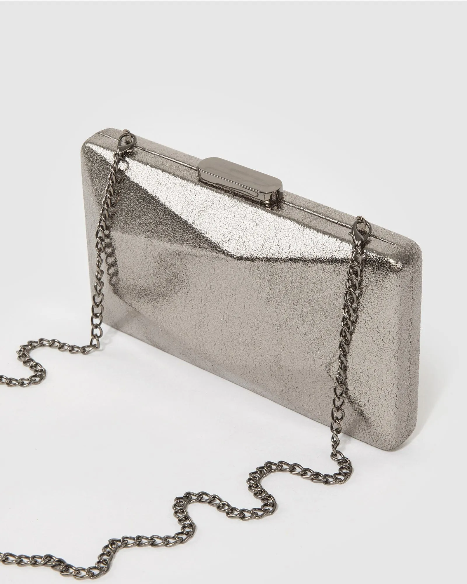 Gunmetal Liza Geo Hardcase Clutch Bag